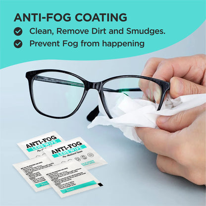 Noble Anti-Fog Pre-Moistened Lens and Screen Cleaning Wipes for Glasses Eyewear, Smartphones, Camera Lenses, Small Electronic Devices, Touchscreens, Individually Wrapped, Residue-Free, 5”x 6” (400)