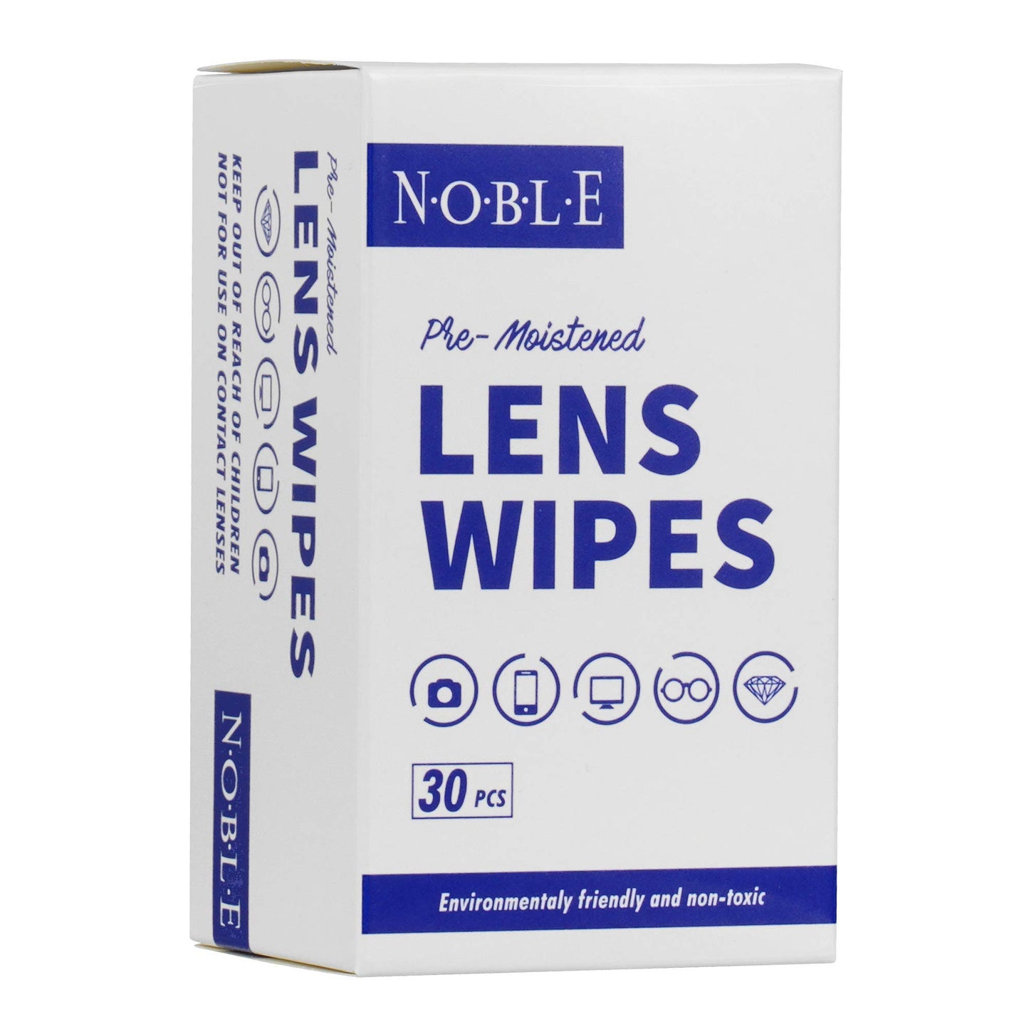 Noble Pre-moistened Lens Wipes Individually Wrapped - Lens and Screen Cleaning Wipes - Great for Eyeglasses, Cell Phones, Camera Lenses, Screens, Keyboards, and Other Delicate Surfaces (30 Wipes)