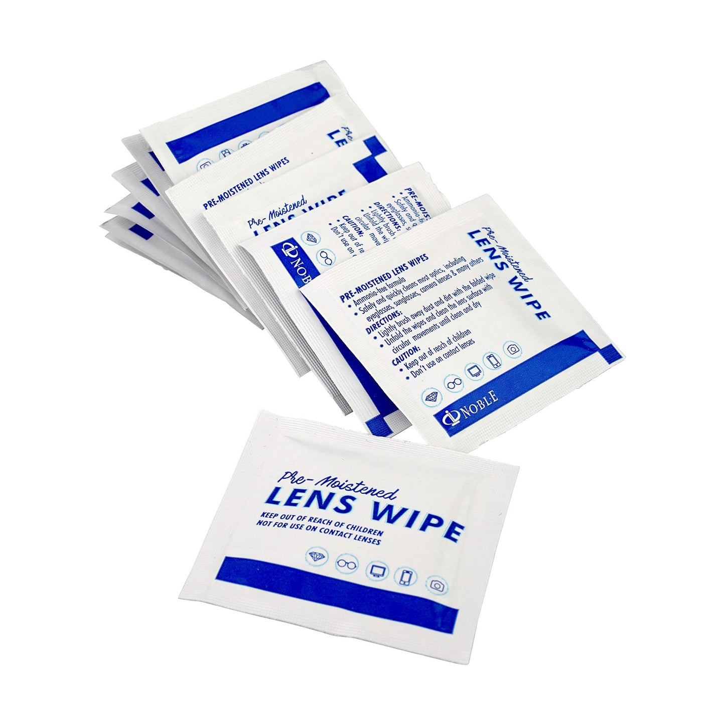 Noble Pre-moistened Lens Wipes Individually Wrapped - Lens and Screen Cleaning Wipes - Great for Eyeglasses, Cell Phones, Camera Lenses, Screens, Keyboards, and Other Delicate Surfaces (30 Wipes)