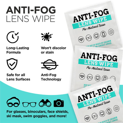 Noble Anti-Fog Pre-Moistened Lens and Screen Cleaning Wipes for Glasses Eyewear, Smartphones, Camera Lenses, Small Electronic Devices, Touchscreens, Individually Wrapped, Residue-Free, 5”x 6” (400)